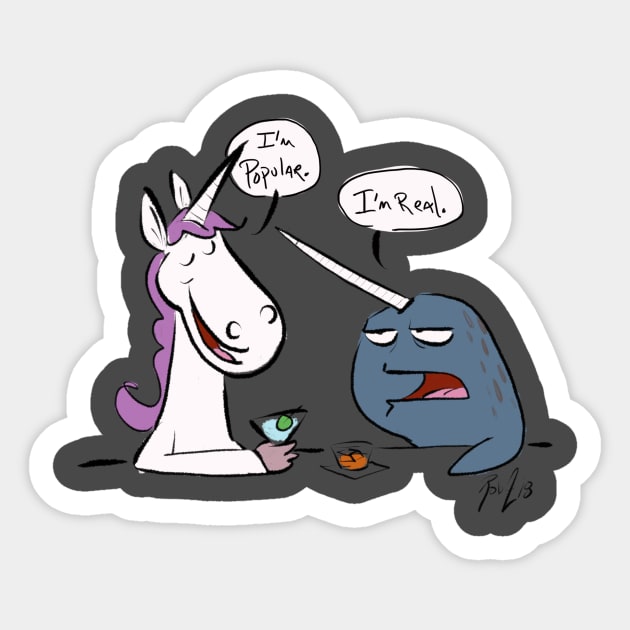 Unicorn Vs Narwhal Sticker by CrankyUnicorn